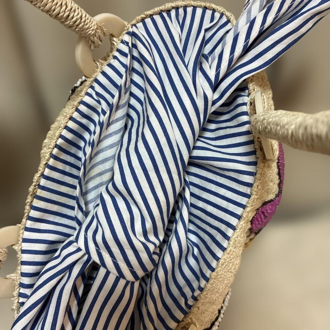 け*マ様 ディズニー　BEAMS ビーズ刺繍 かごバッグ