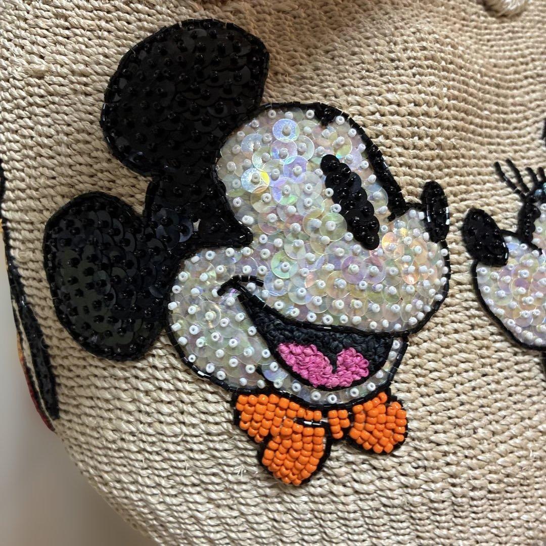 け*マ様 ディズニー　BEAMS ビーズ刺繍 かごバッグ