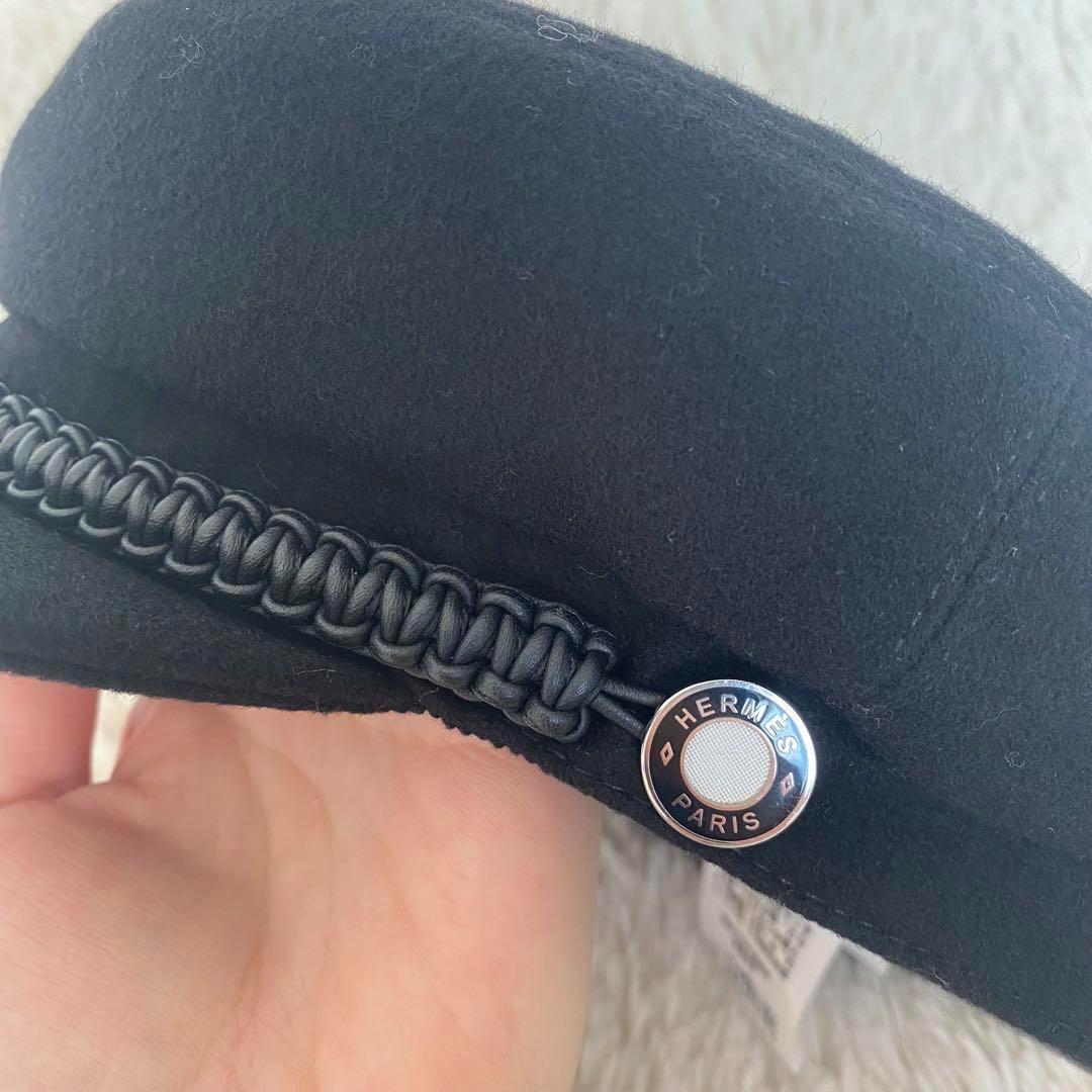 HERMES♡エルメス ドーヴィル 57 カシミヤキャスケット ブラック 帽子