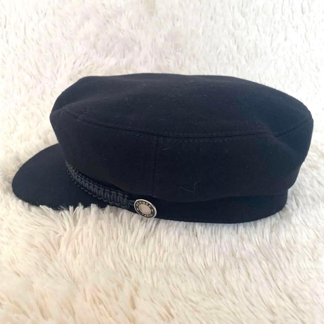 HERMES♡エルメス ドーヴィル 57 カシミヤキャスケット ブラック 帽子
