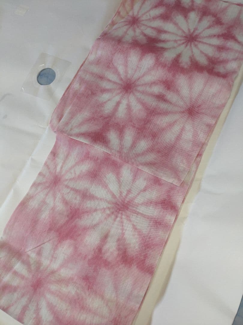 ♦新品未使用　綿麻浴衣　絞り調　くすみカラーピンク　高級浴衣　夏着物