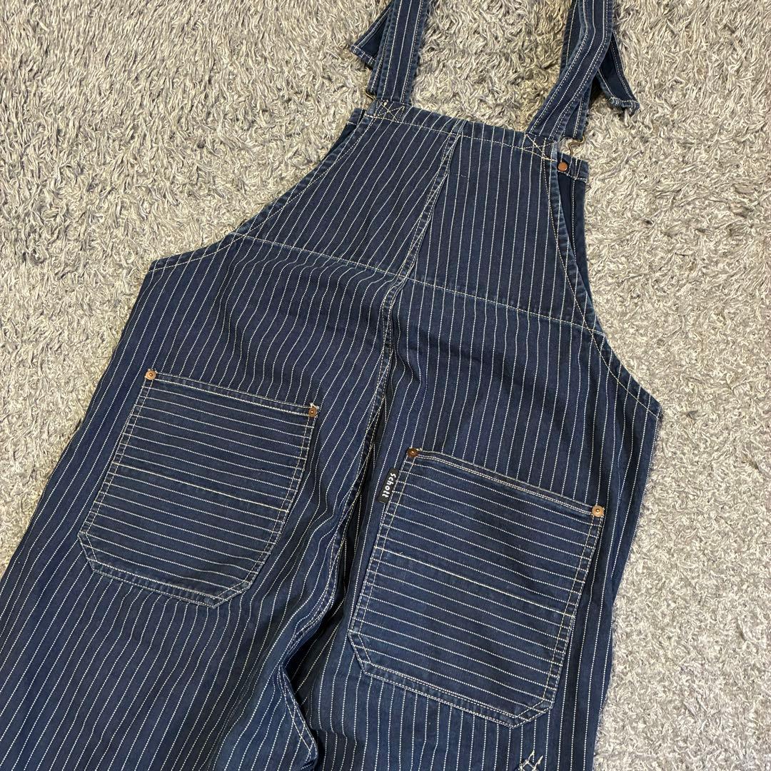 【美品】Schott オールドヒッコリー デニム オーバーオール L ストライプ