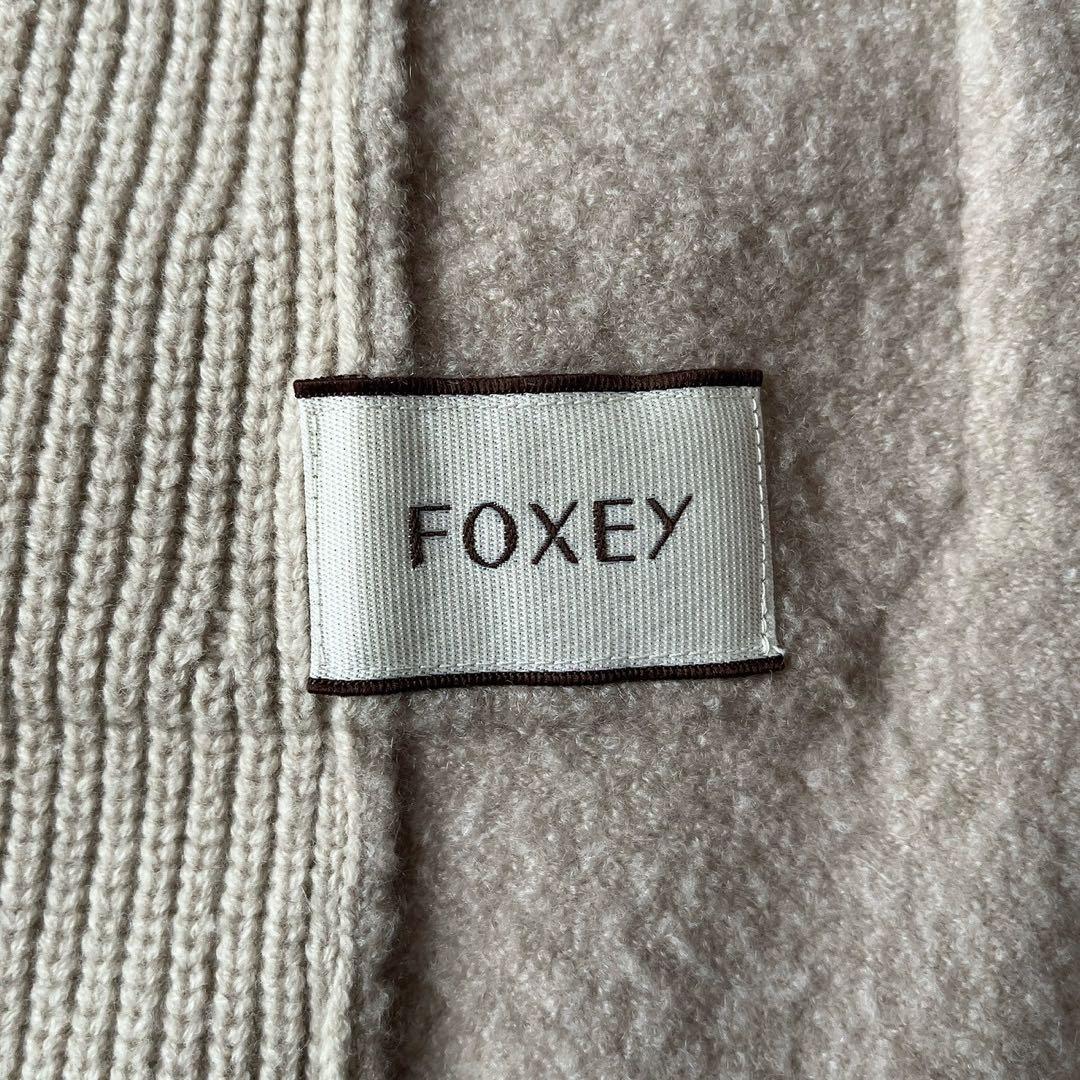 フォクシー カシミアウール ニットジレ ロングベスト フーディ ニットコート