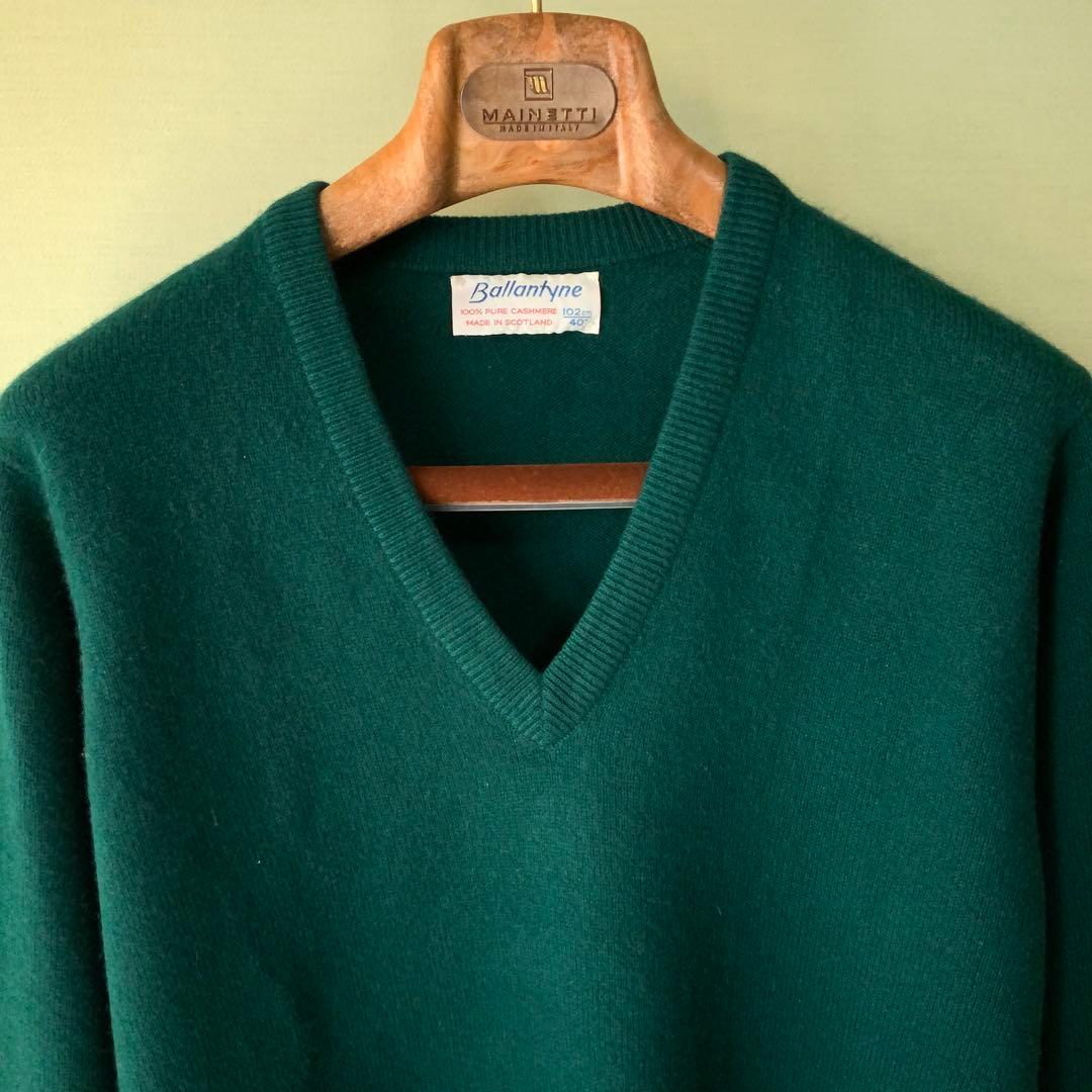 Ballantyne バランタイン カシミヤVネックニット 40英国製 グリーン