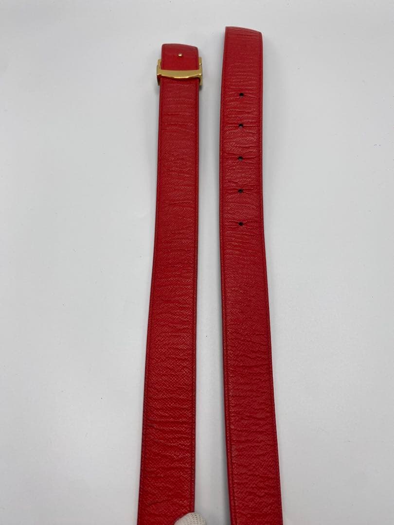 LOUIS VUITTON モノグラム　LV金具　ベルト　レッド　ブラウン