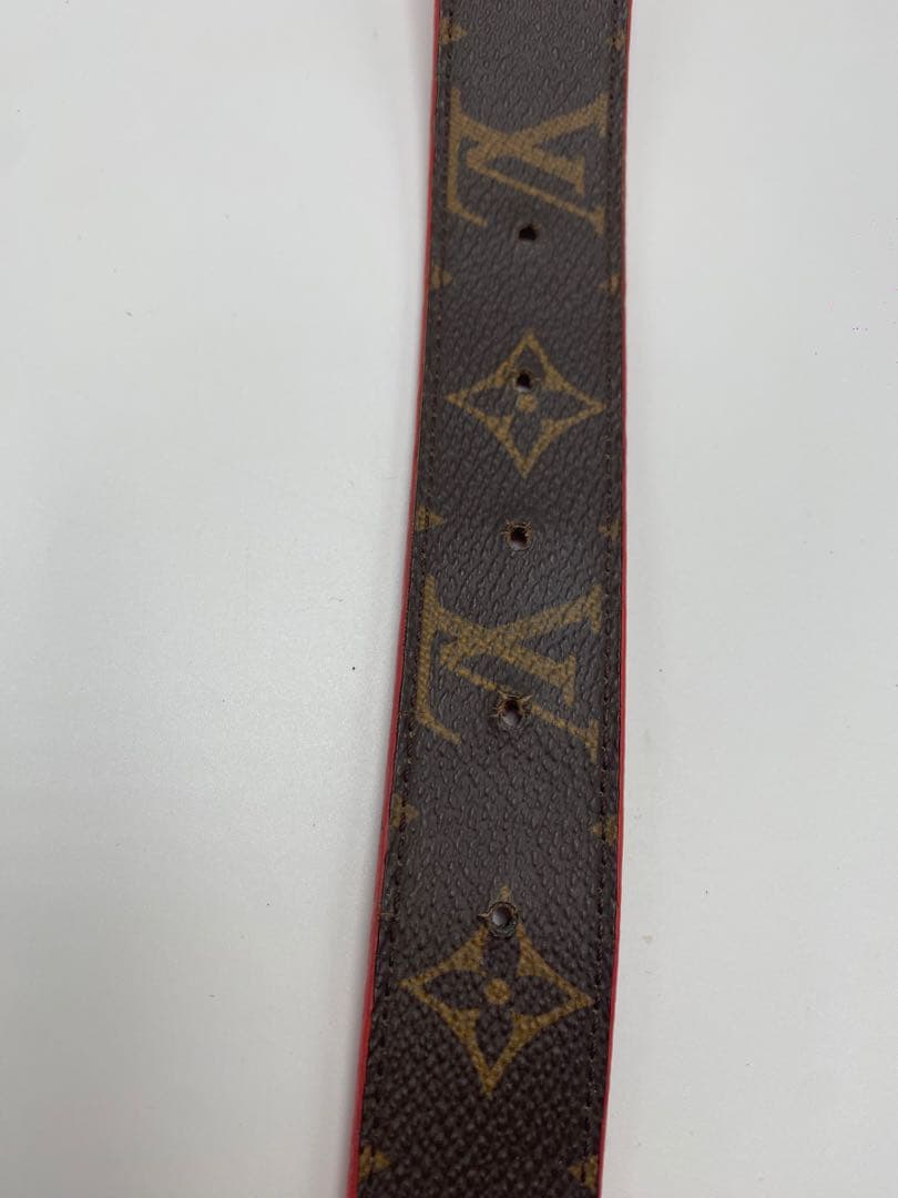 LOUIS VUITTON モノグラム　LV金具　ベルト　レッド　ブラウン