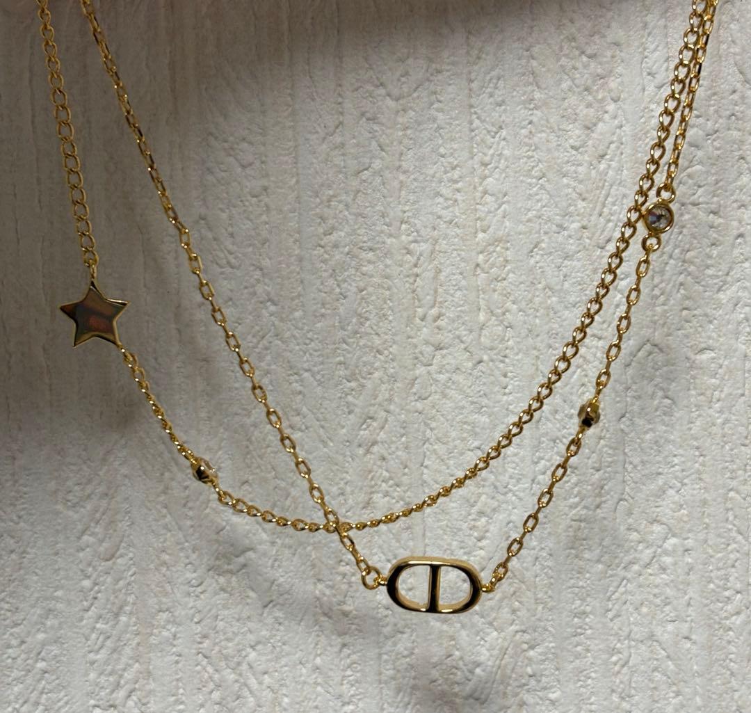 Christian Dior ディオール ネックレス 2連 ゴールド