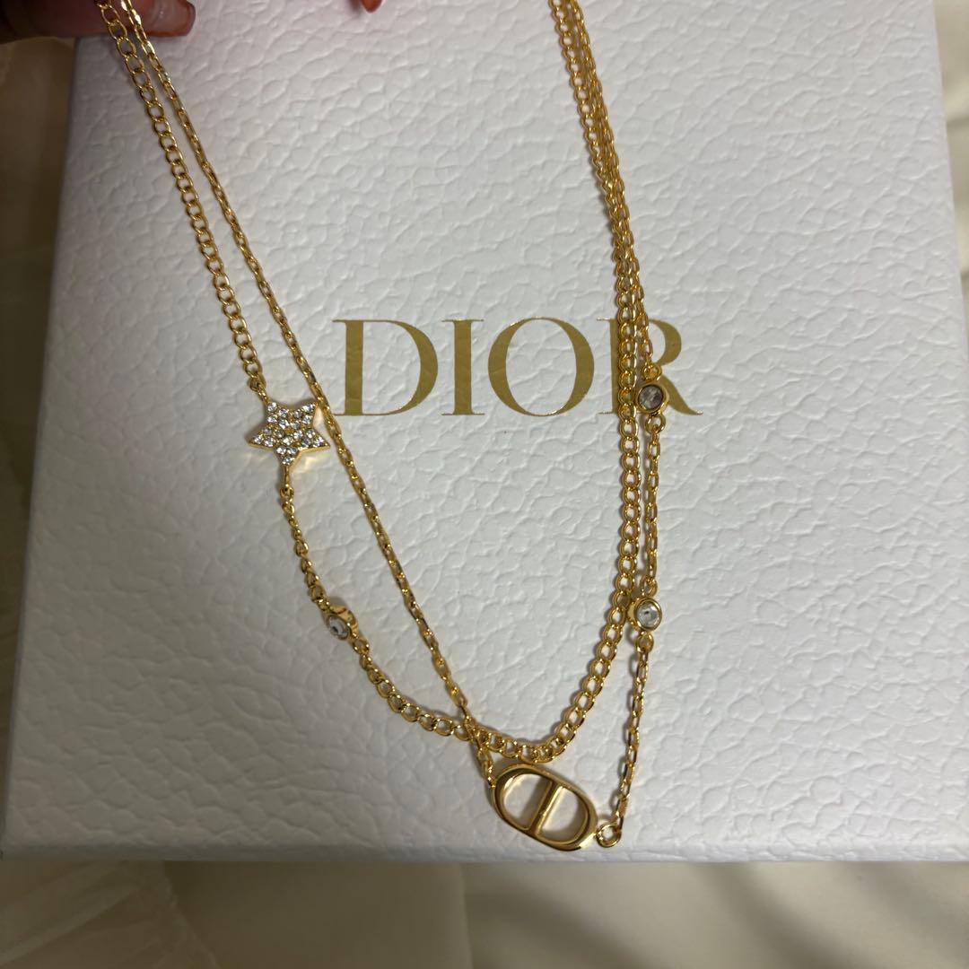 Christian Dior ディオール ネックレス 2連 ゴールド