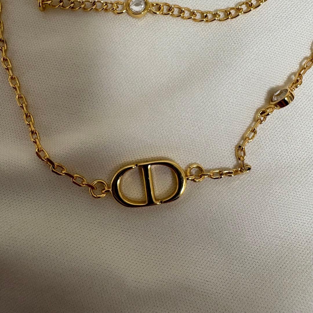 Christian Dior ディオール ネックレス 2連 ゴールド