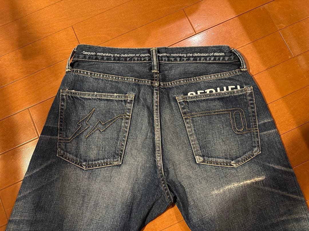 SEQUEL × FRAGMENT DAMAGE DENIM PANTS S