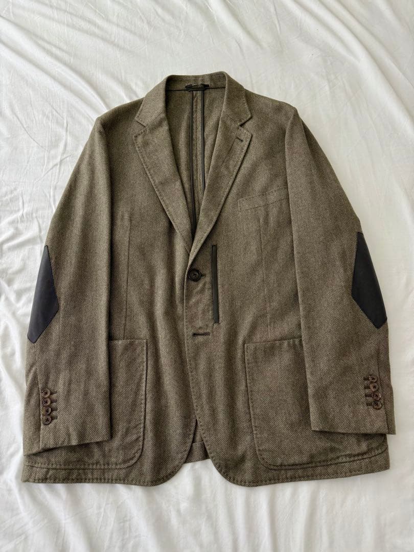 エルメス Hermes シルクカシミヤ ジャケット ラムレザー