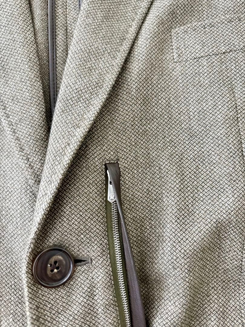 エルメス Hermes シルクカシミヤ ジャケット ラムレザー