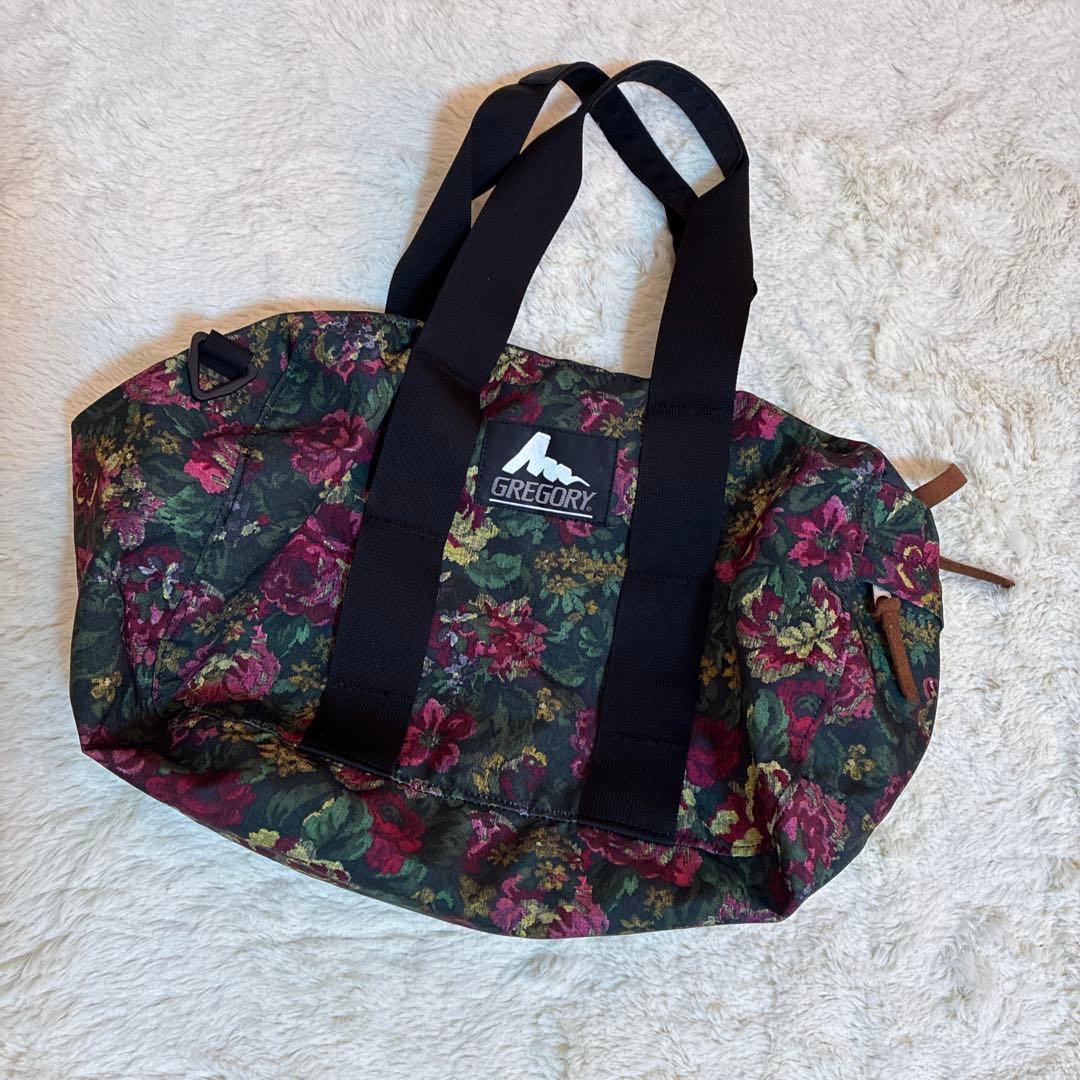 GREGORY 廃盤 旧ロゴ　銀タグ　ダッフルバッグ 花柄　ガーデンタペストリー