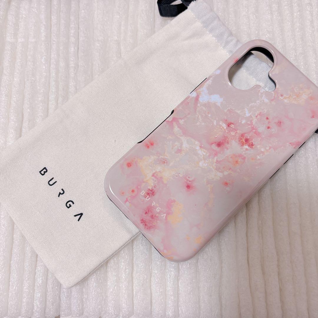 【新品】BURGA マーブルデザイン ハードケース　ピンク　iPhone17