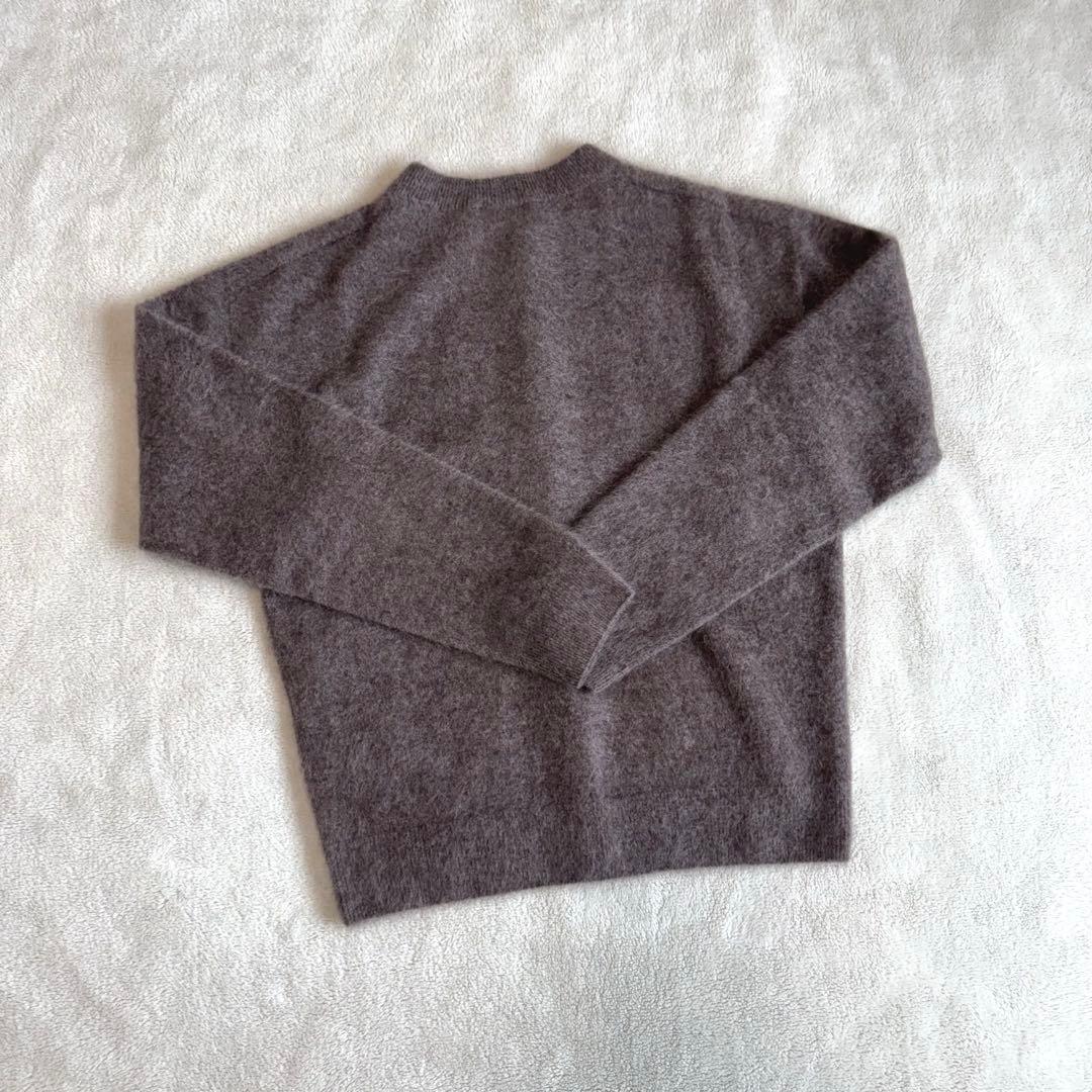 ATON エイトン ロイヤルカシミヤ ファー クルーネックカーディガン ブラウン