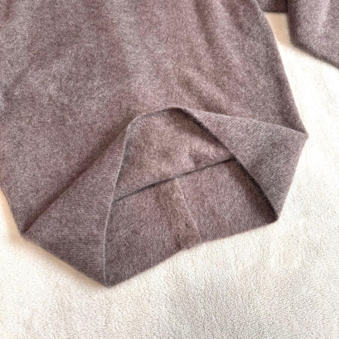 ATON エイトン ロイヤルカシミヤ ファー クルーネックカーディガン ブラウン