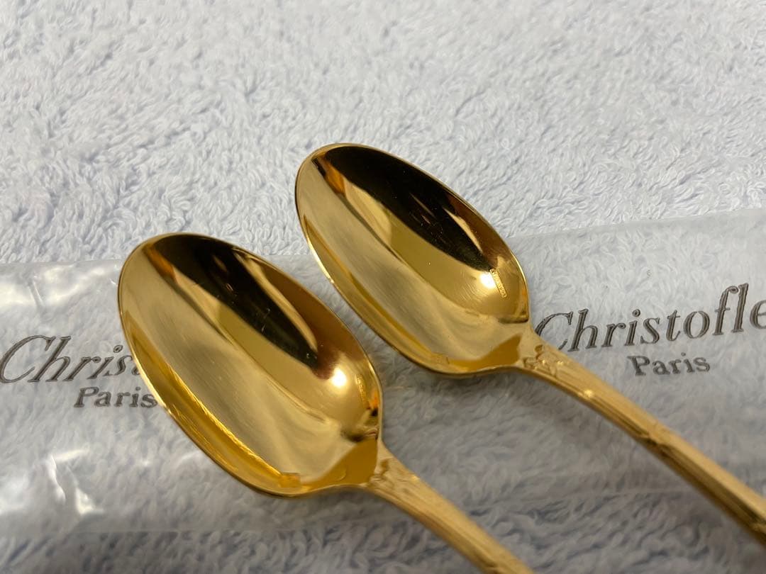 未使用品⭕️廃盤希少クリストフル ゴールド モカスプーン 2本