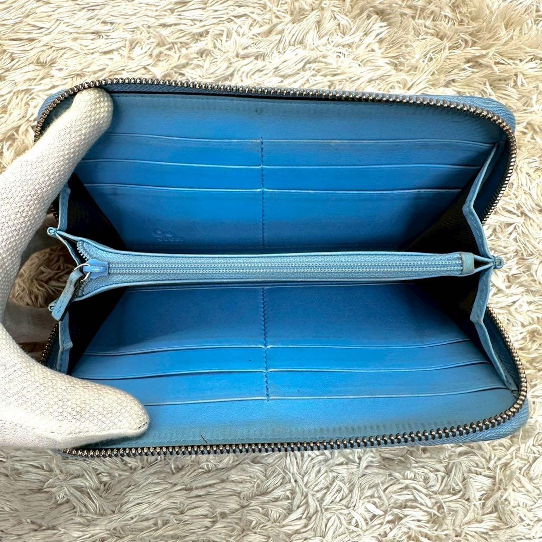 【美品】GUCCI グッチ マイクロシマレザー 長財布 ラウンドファスナー