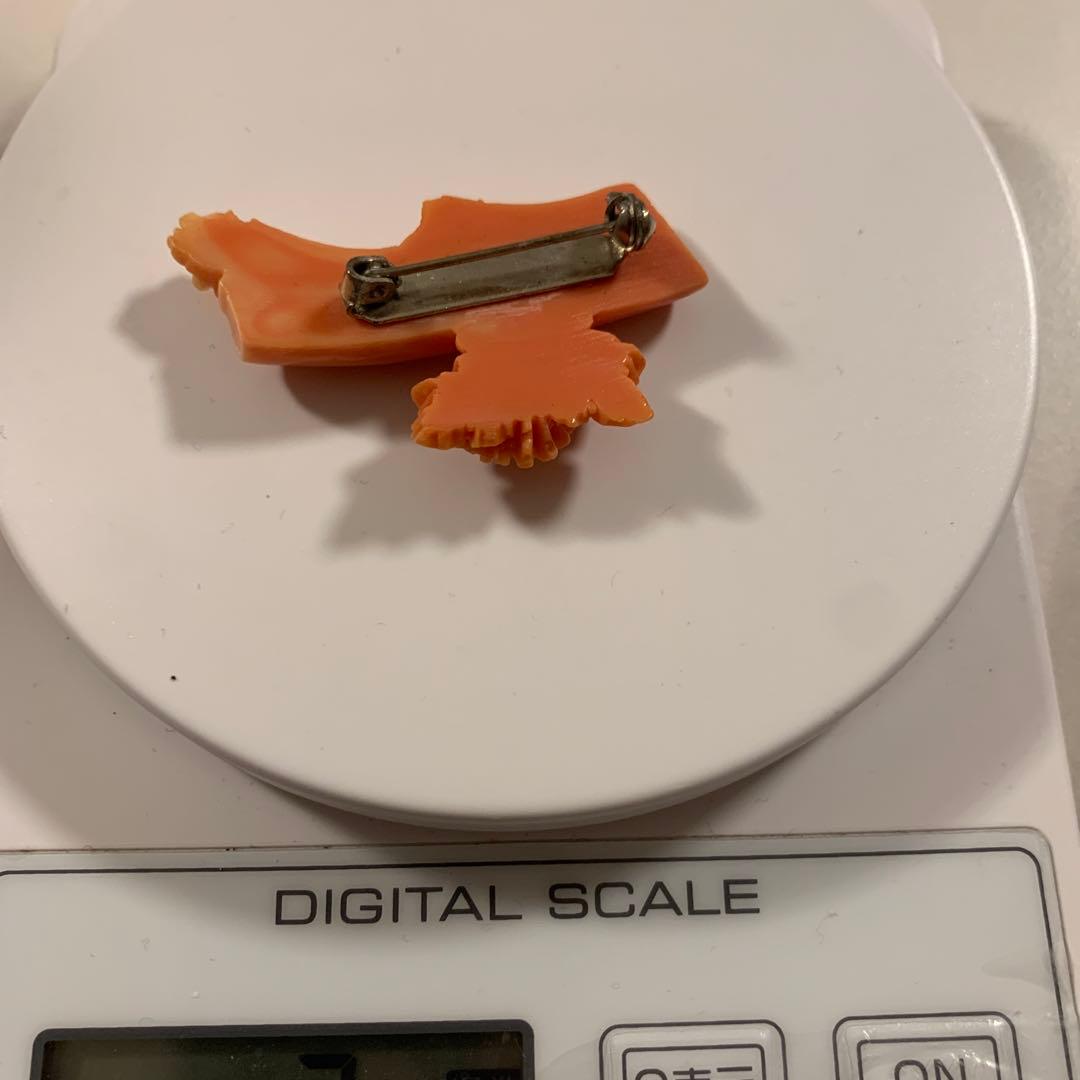 珊瑚　彫刻ブローチ5点セット