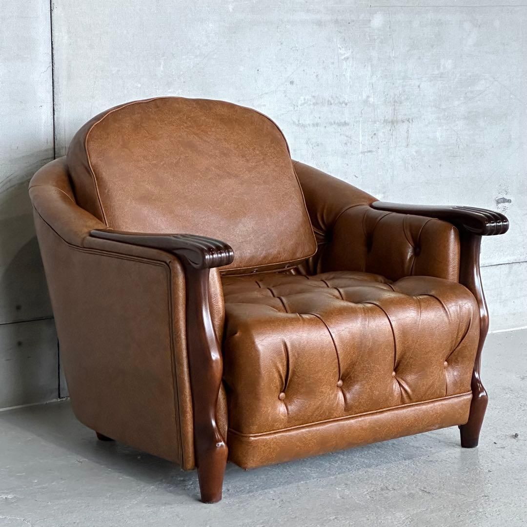 ★マルニ木工★ベルサイユ｜マキシマムシリーズ 1Pソファ｜PVCレザー ロゴ無①