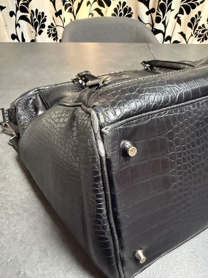 ダンスウィズドラゴン クロコパターン ボーン 黒 ボストンバッグ