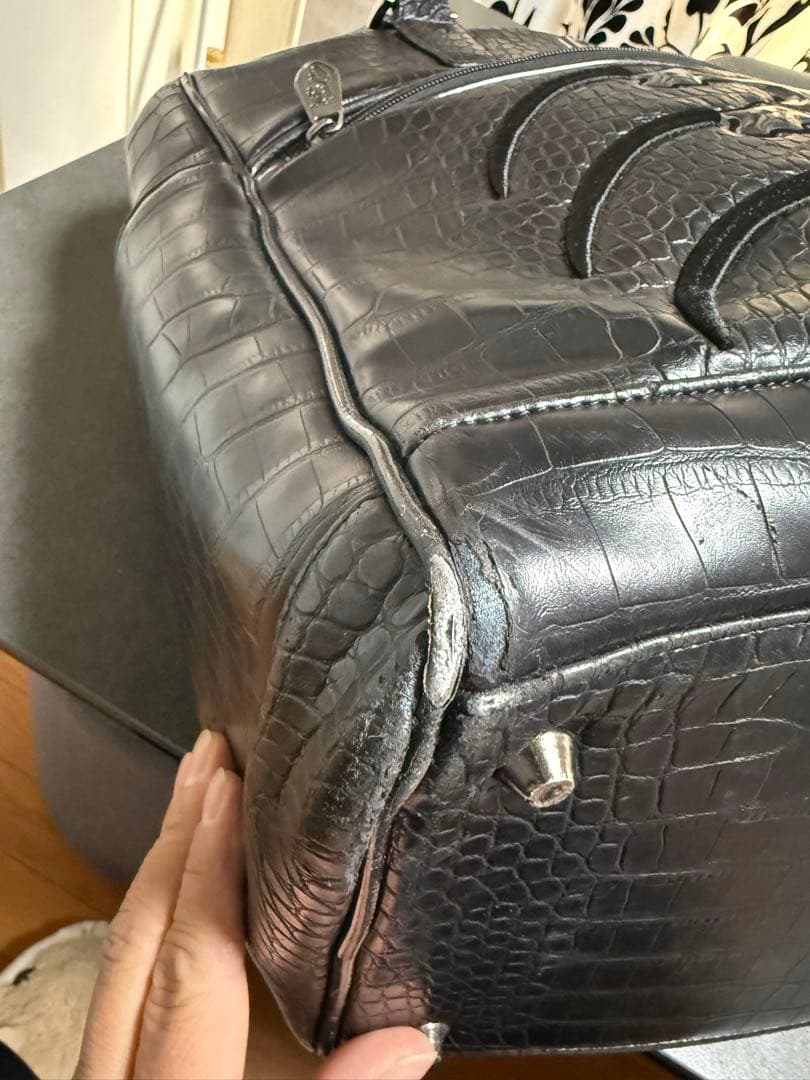 ダンスウィズドラゴン クロコパターン ボーン 黒 ボストンバッグ