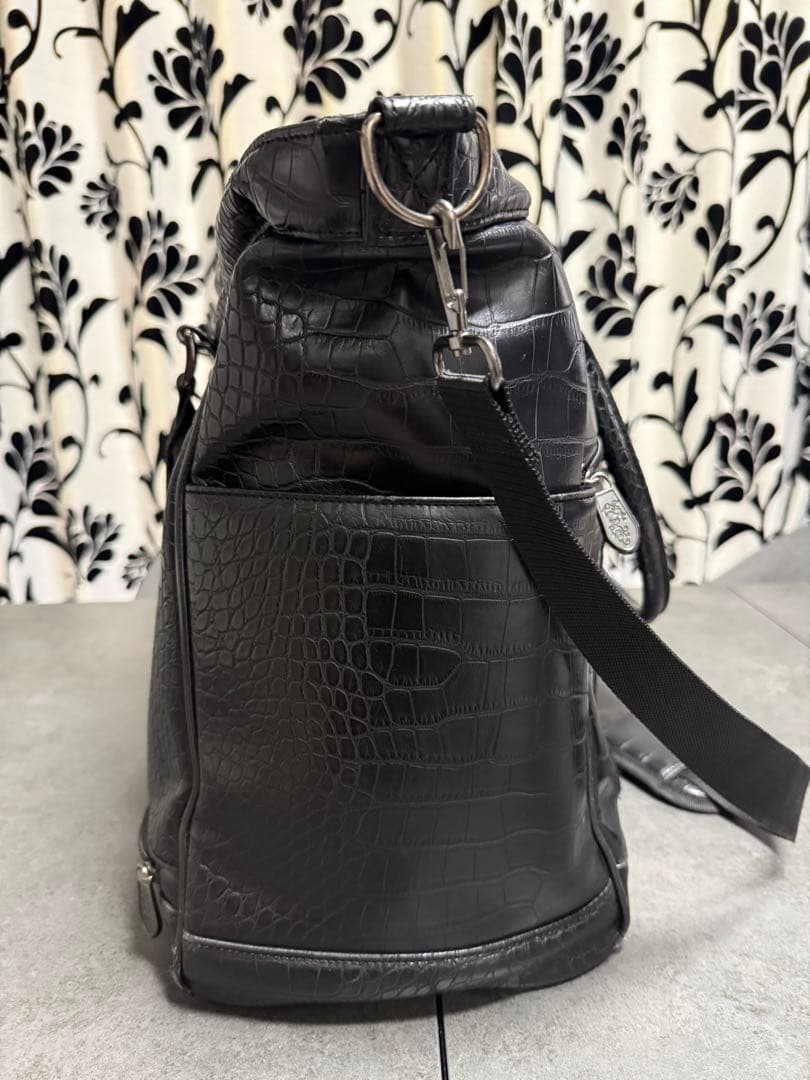 ダンスウィズドラゴン クロコパターン ボーン 黒 ボストンバッグ
