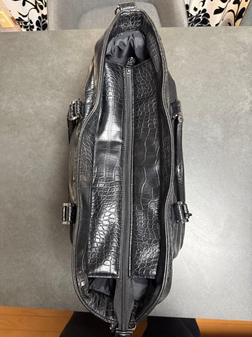 ダンスウィズドラゴン クロコパターン ボーン 黒 ボストンバッグ