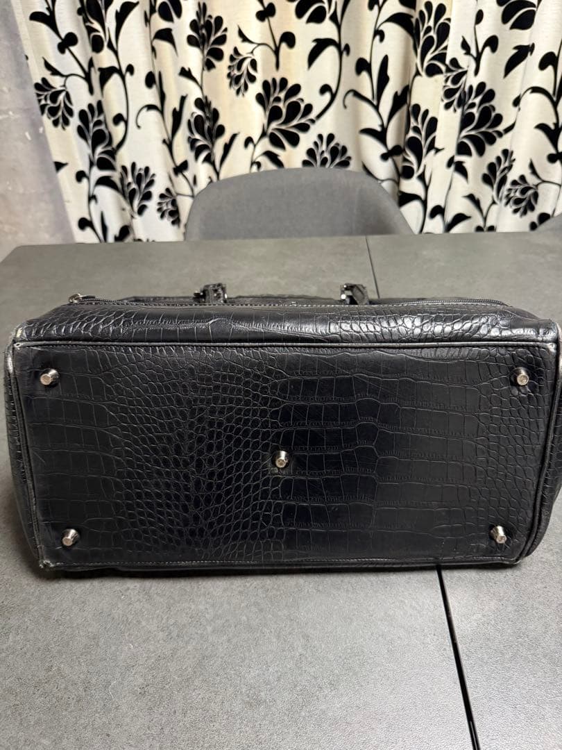 ダンスウィズドラゴン クロコパターン ボーン 黒 ボストンバッグ