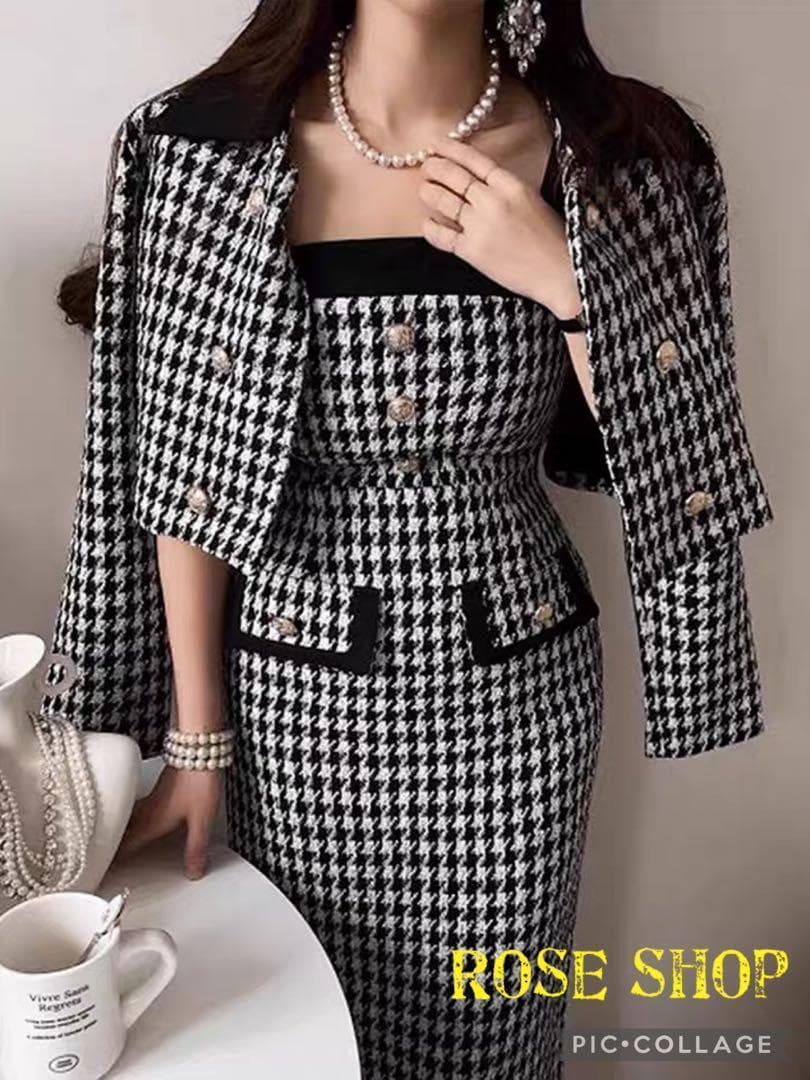 秋冬コーデ❤️ひざ丈ワンピース　ジャケット　スカートスーツ　レディース