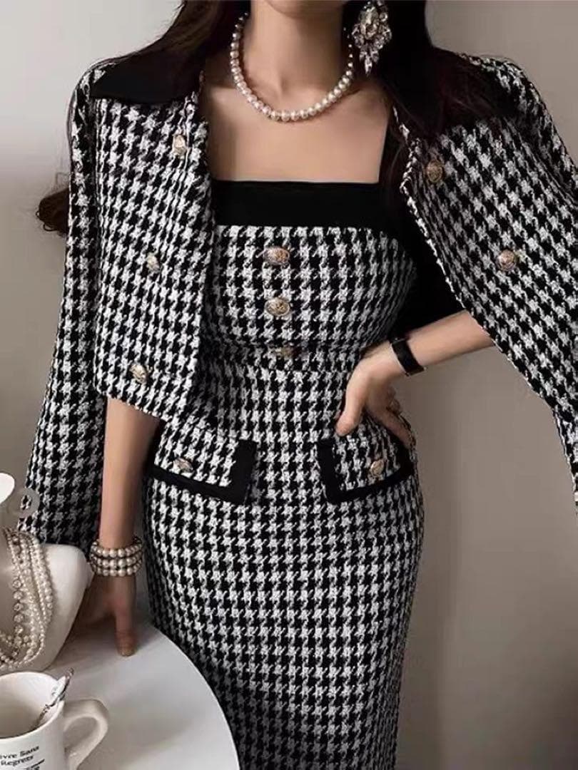 秋冬コーデ❤️ひざ丈ワンピース　ジャケット　スカートスーツ　レディース