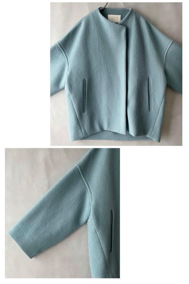 美品✨ボールジィ　5.2万　リップルメルトンノーカラーコート　ゆったり34 S