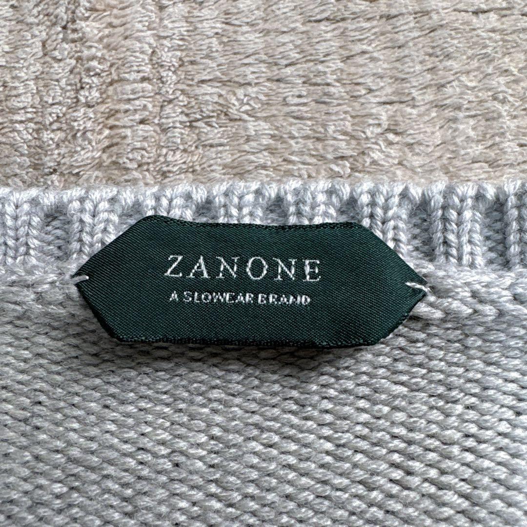 【美品】ZANONE ザノーネ 5ゲージ ニット グレー 46 クルーネック
