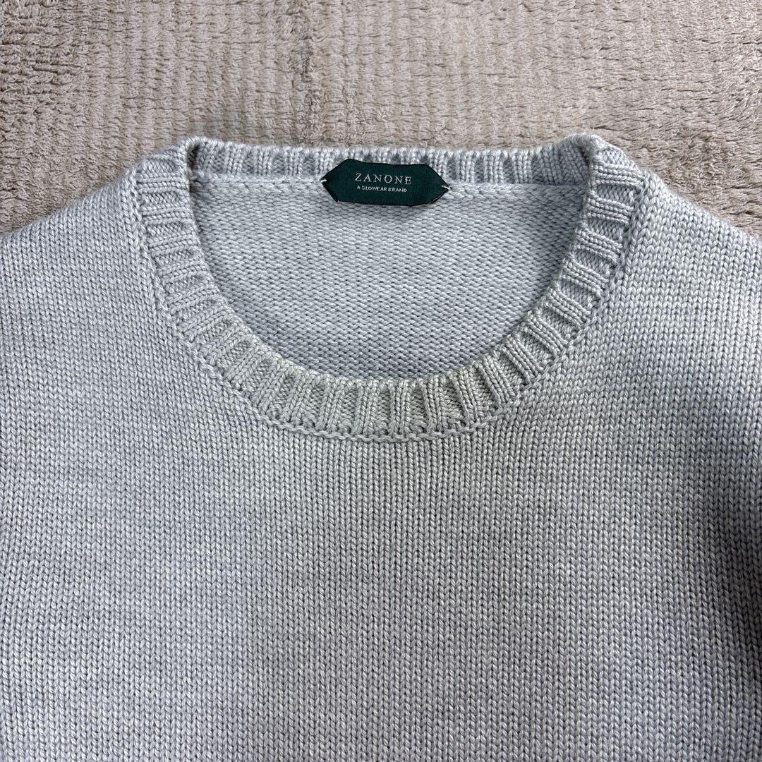 【美品】ZANONE ザノーネ 5ゲージ ニット グレー 46 クルーネック
