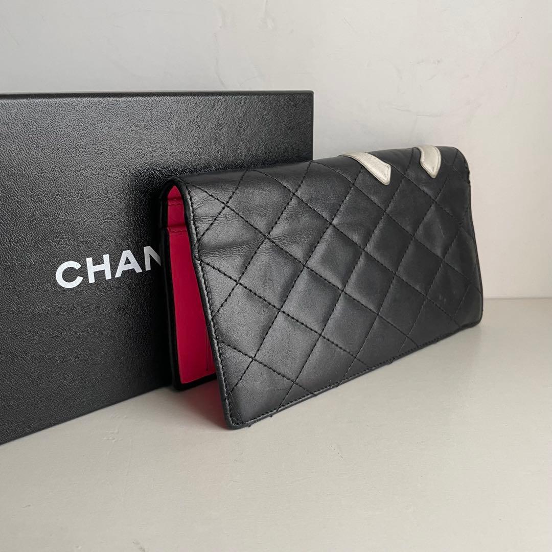 美品✨白黒カンボンラインChanel キルティング長財布 シャネルマトラツセ