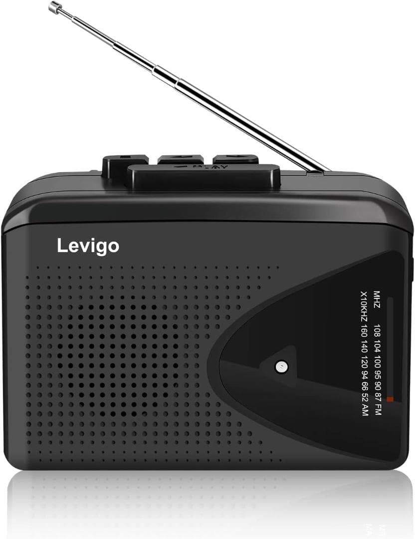 ポータブルカセットプレーヤー ラジオ機能付き 軽量・コンパクト ブラック色