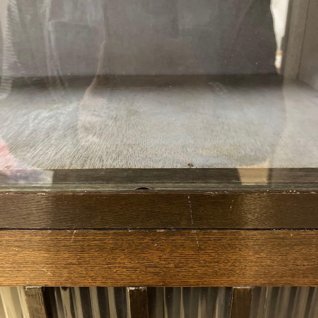 昭和レトロ　木製ガラス扉付き本棚