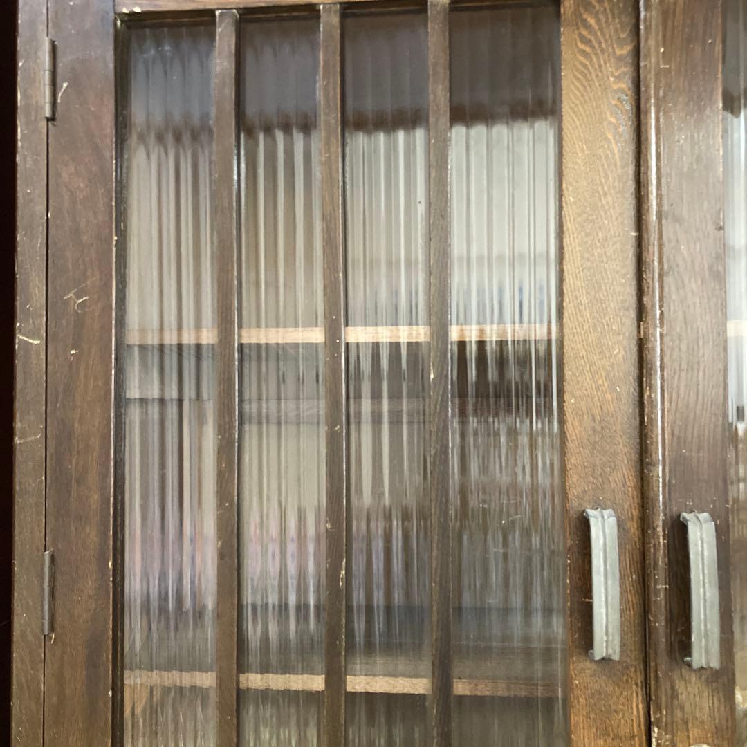 昭和レトロ　木製ガラス扉付き本棚