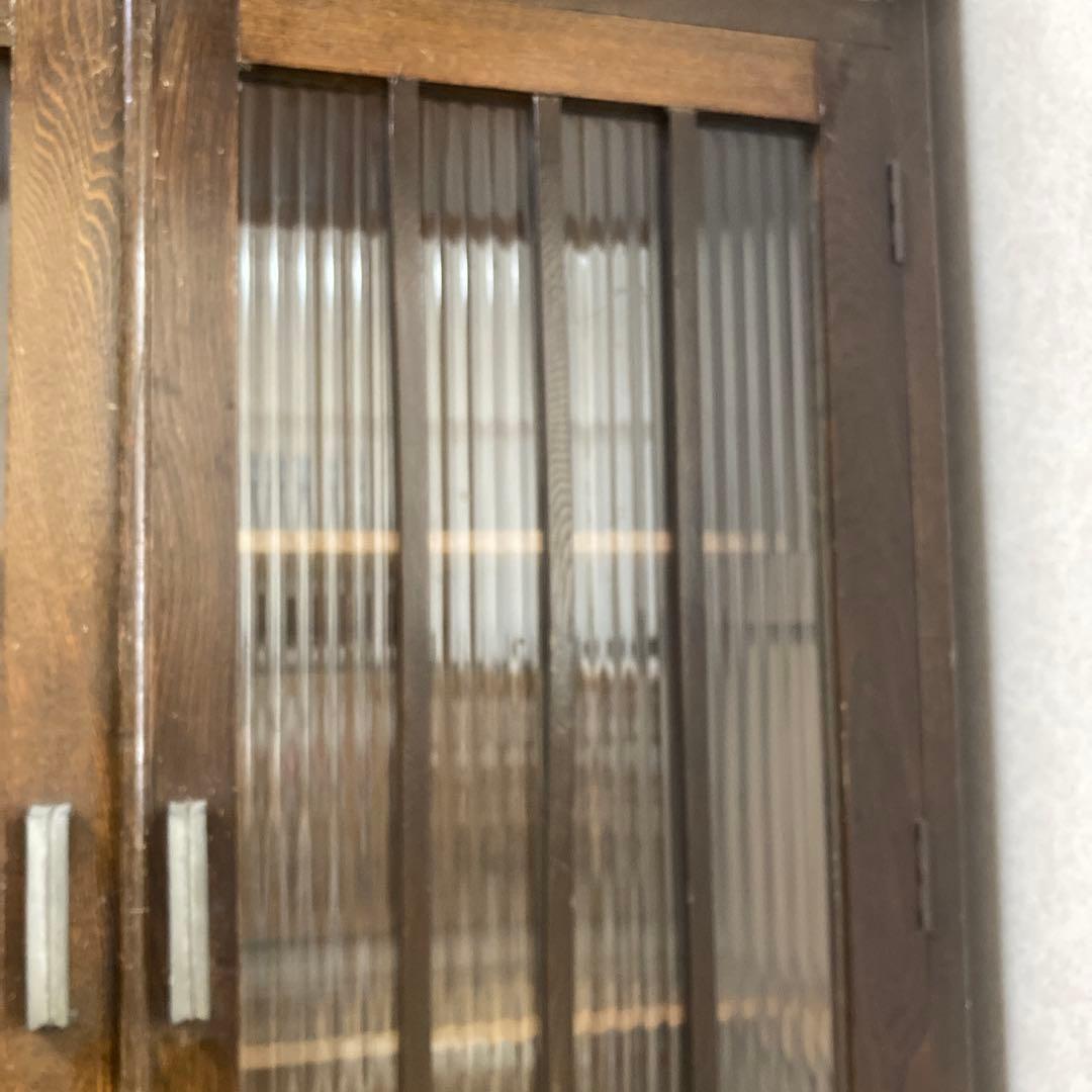 昭和レトロ　木製ガラス扉付き本棚