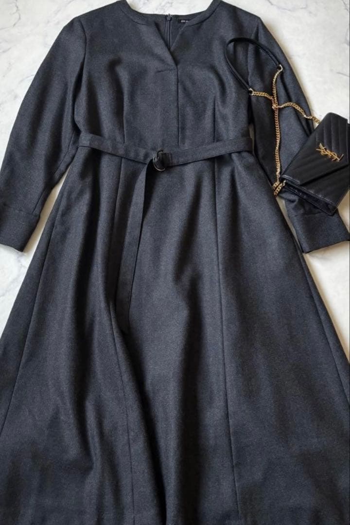 美品　23区　ウールジョーゼット フィットアンドフレア ワンピース　L 40