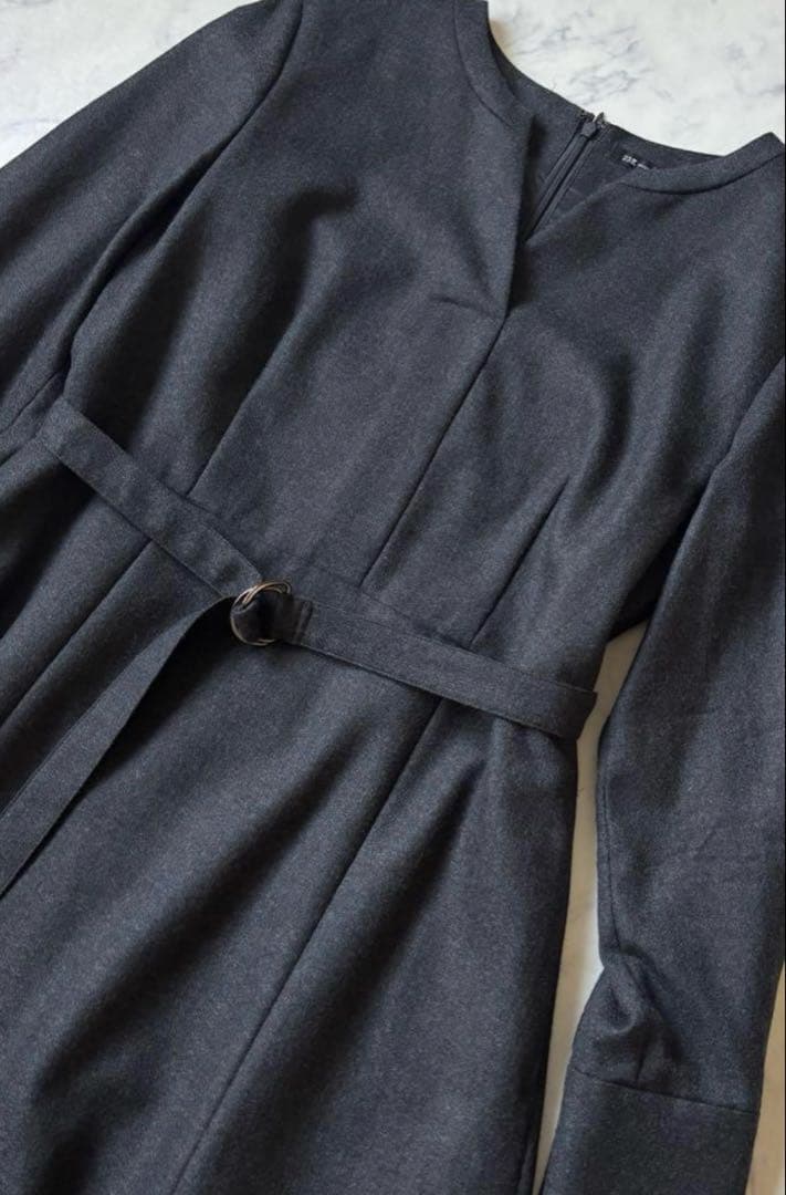 美品　23区　ウールジョーゼット フィットアンドフレア ワンピース　L 40