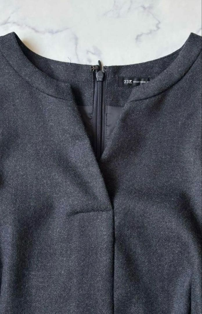 美品　23区　ウールジョーゼット フィットアンドフレア ワンピース　L 40