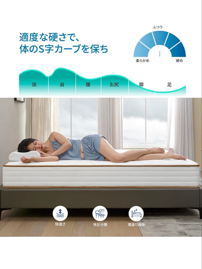 KOANTTI ポケットコイルマットレス 20cm セミダブルホワイト