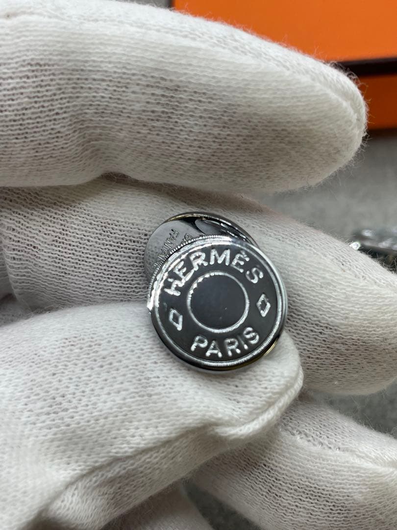 HERMES カフスリンクス カフスボタン セリエ シルバー金具 箱付き