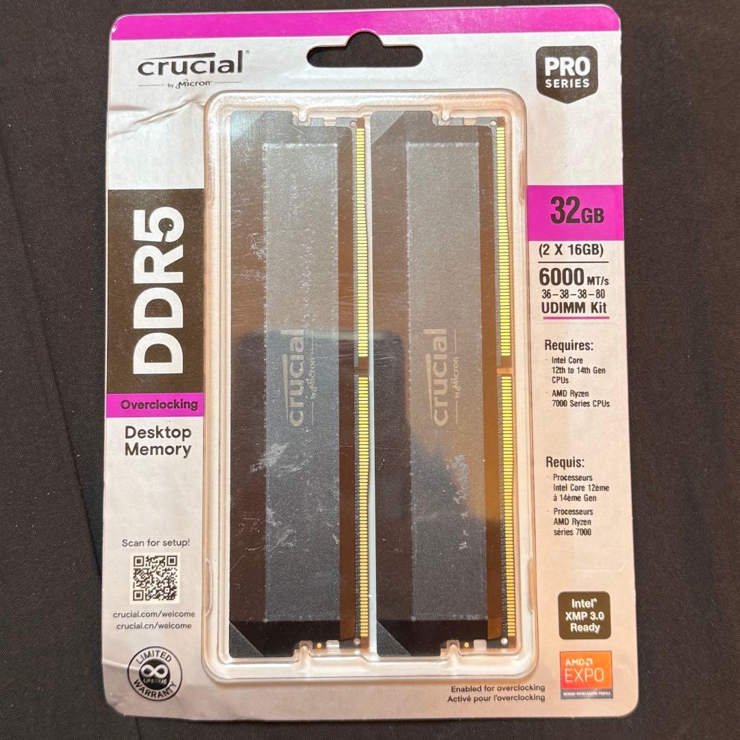 新品未開封 Crucial PRO OC DDR5-6000 32GB