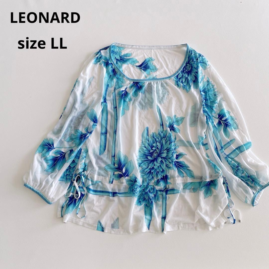 美品✨LEONARD レオナール カンカン 総柄 花ダリア チュニック　長袖