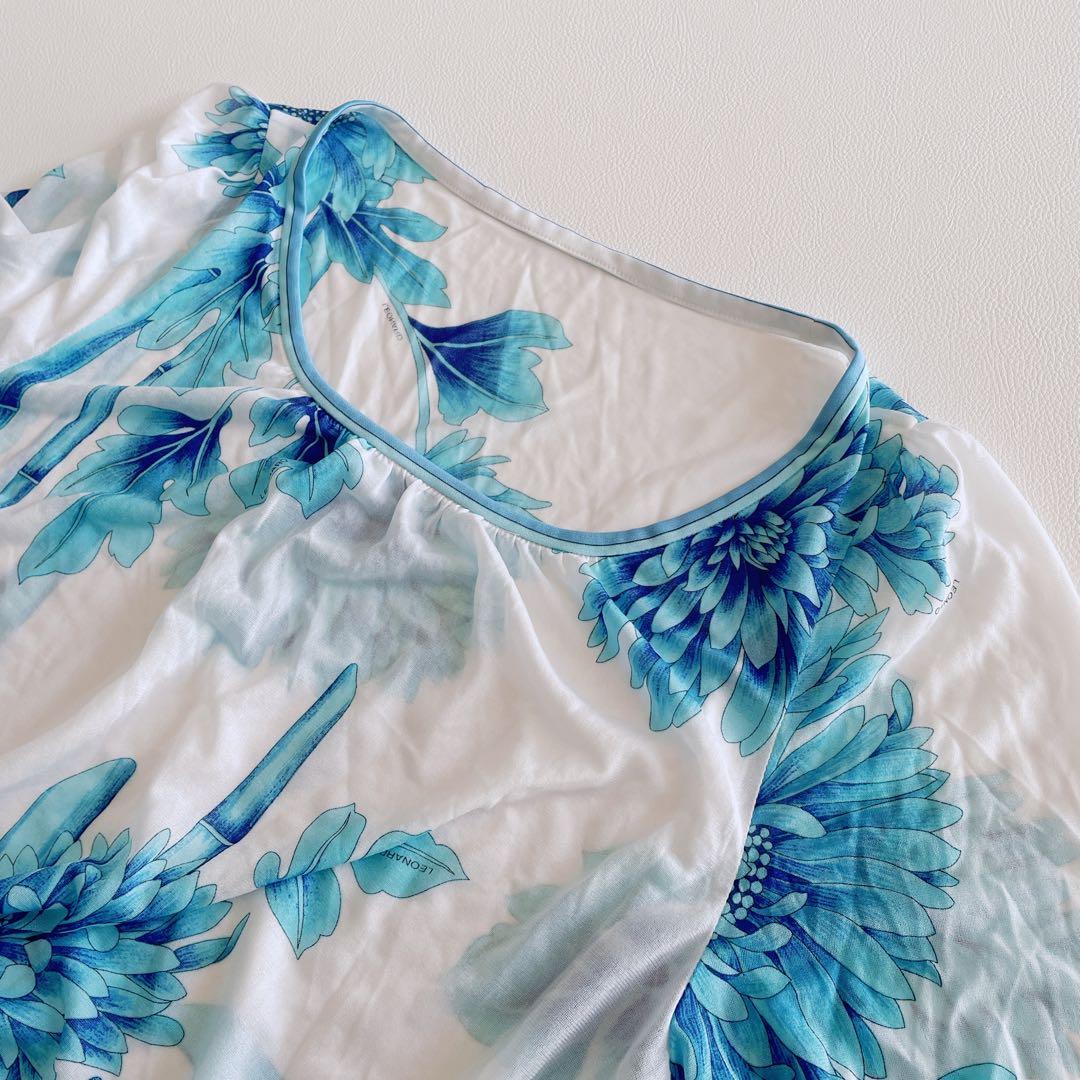 美品✨LEONARD レオナール カンカン 総柄 花ダリア チュニック　長袖