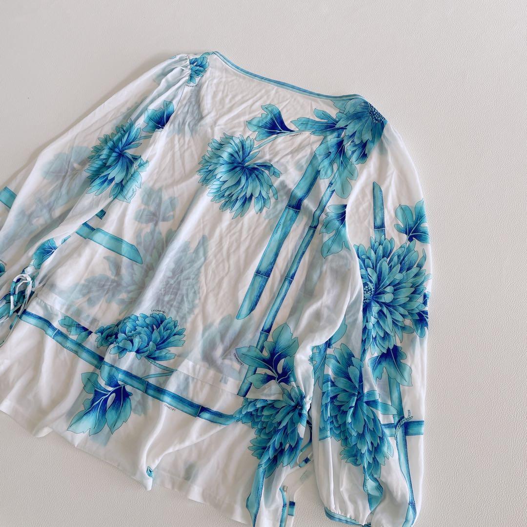美品✨LEONARD レオナール カンカン 総柄 花ダリア チュニック　長袖