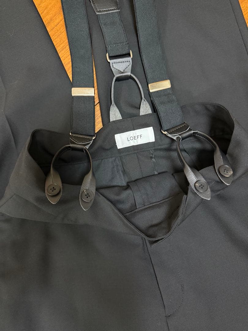 ロエフLOEFF サスペンダーパンツ 黒