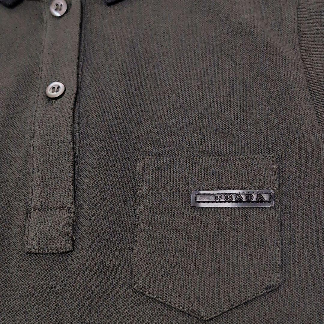 PRADA ノースリーブポロシャツ カーキ×ブラック　S
